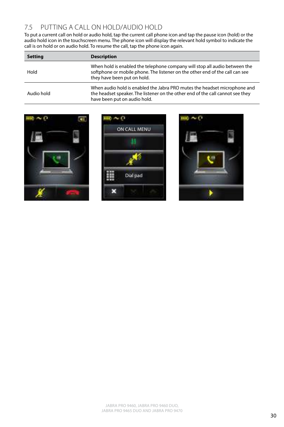 5 putting a call on hold/audio hold, English | Jabra PRO 9470 User Manual User Manual | Page 29 / 41