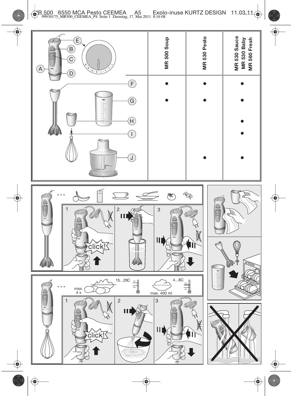 Click | Braun Multiquick 5 MR 500 User Manual | Page 3 / 45