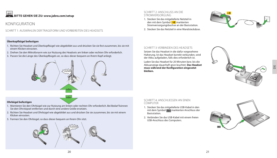 Konfiguration | Jabra PRO 9450 Duo Quick Start Guide User Manual | Page 13 / 27