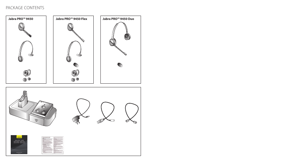 Package contents | Jabra PRO 9450 Duo Quick Start Guide User Manual | Page 2 / 27