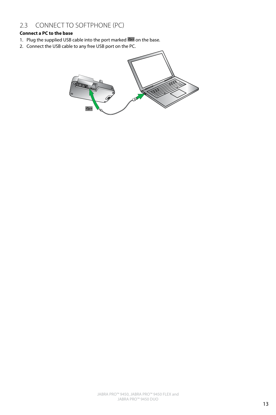 English, 3 connect to softphone (pc) | Jabra PRO 9450 Duo User Manual User Manual | Page 13 / 34