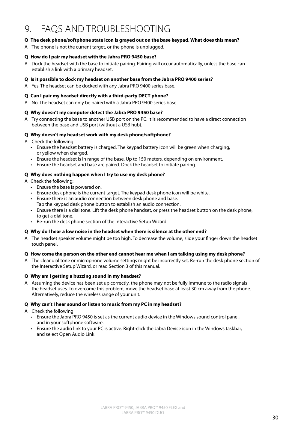 Faqs and troubleshooting, English | Jabra PRO 9450 Duo User Manual User Manual | Page 29 / 34