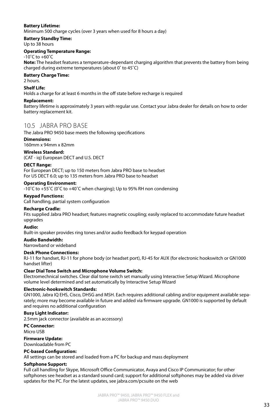 English, 5 jabra pro base | Jabra PRO 9450 Duo User Manual User Manual | Page 32 / 34