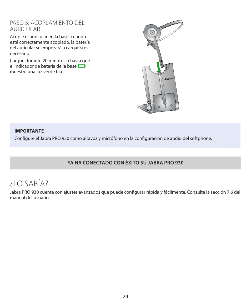 Lo sabía | Jabra PRO 930 Quick Start Guide User Manual | Page 27 / 35