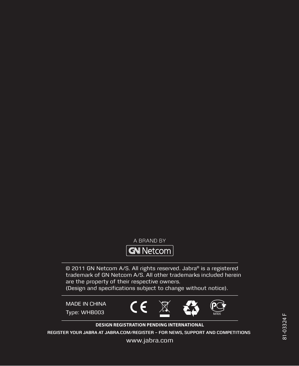 Jabra PRO 930 Quick Start Guide User Manual | Page 35 / 35