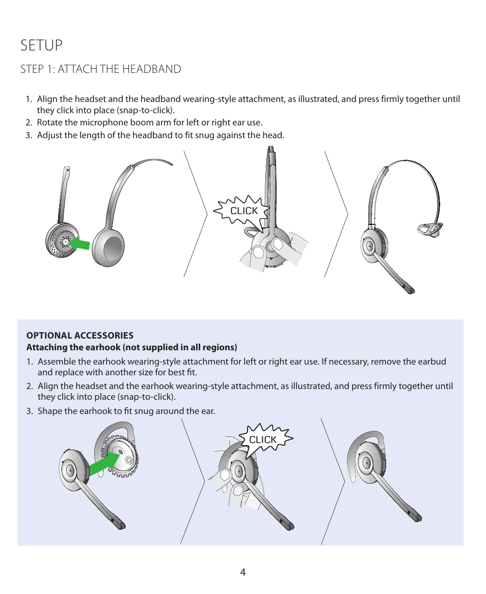 Setup | Jabra PRO 930 Quick Start Guide User Manual | Page 7 / 35