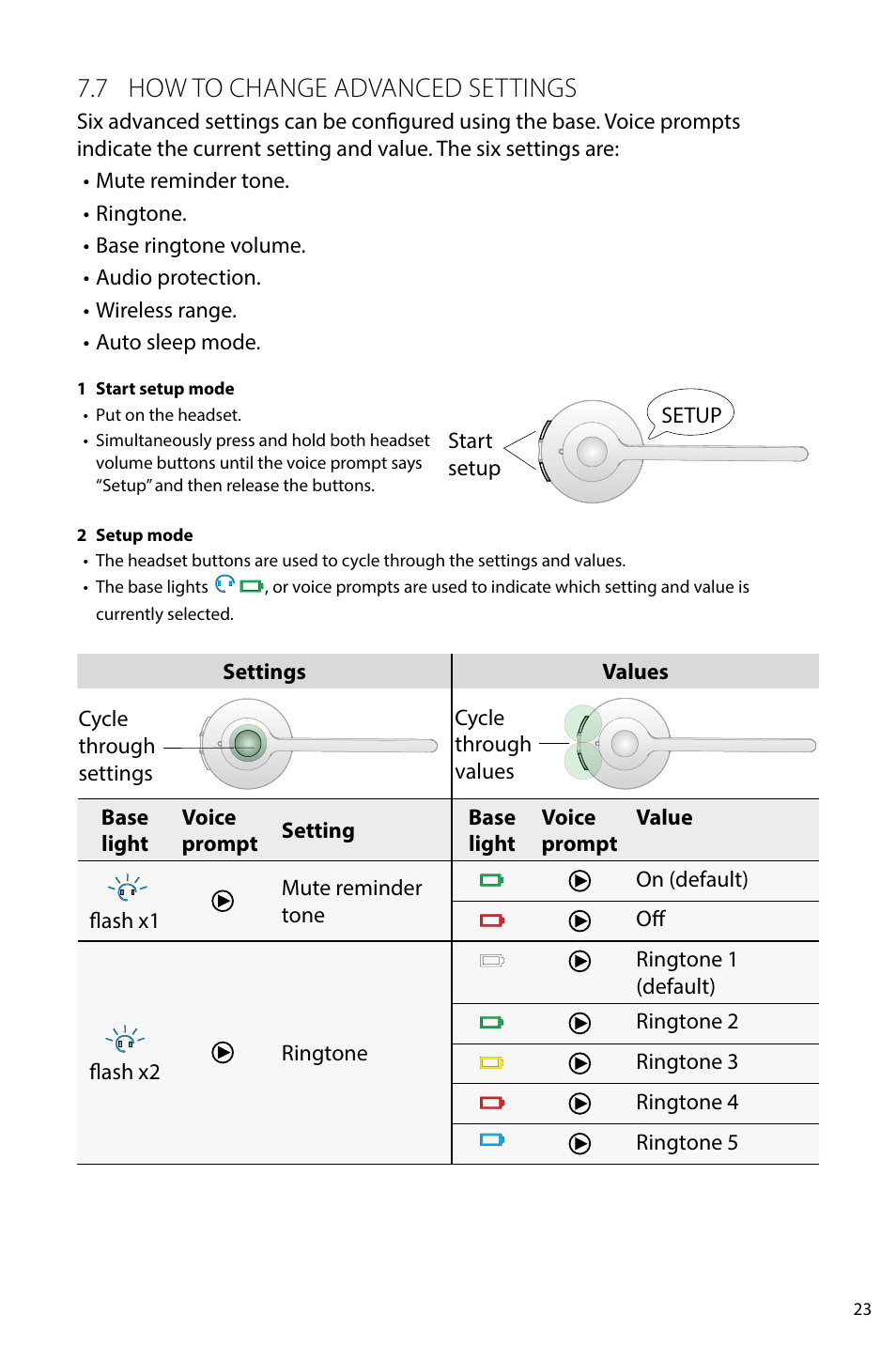 6 certifications and safety approvals, 7 how to change advanced settings | Jabra PRO 930 User Manual User Manual | Page 23 / 33