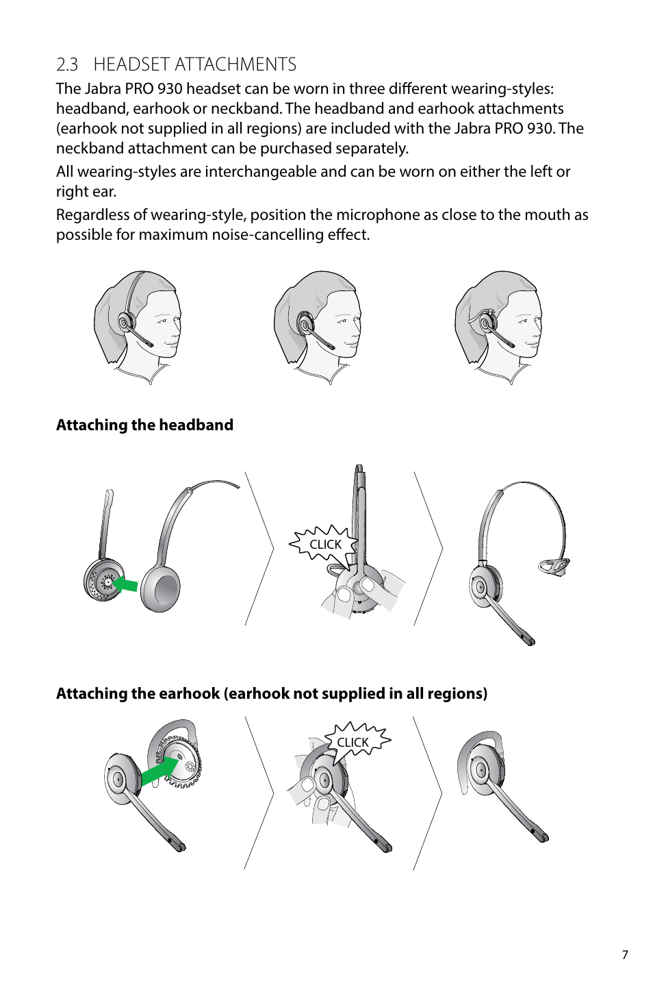 3 headset attachments | Jabra PRO 930 User Manual User Manual | Page 7 / 33