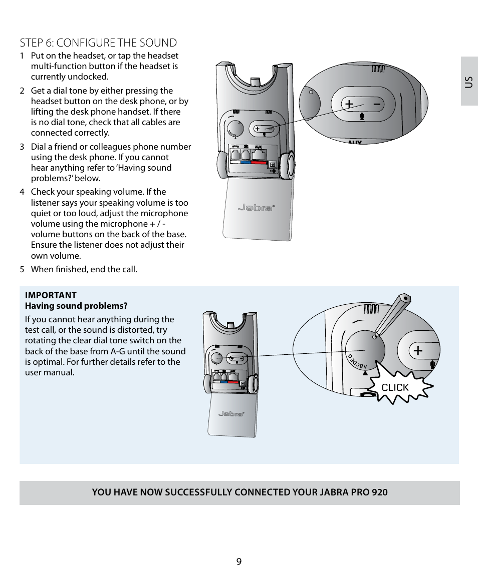 Step 6: configure the sound | Jabra PRO 920 Quick Start Guide User Manual | Page 13 / 55