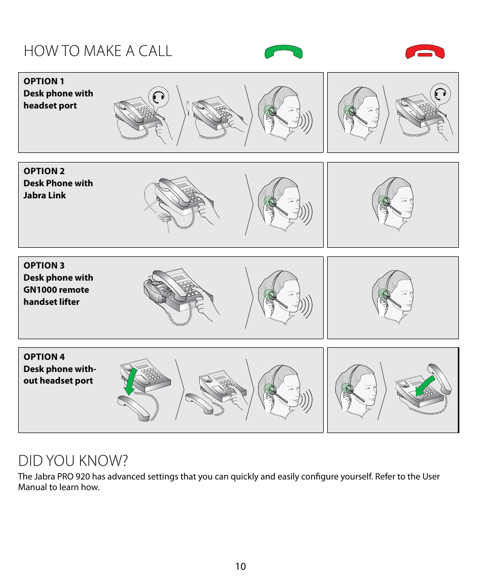 How to make a call, Did you know | Jabra PRO 920 Quick Start Guide User Manual | Page 14 / 55