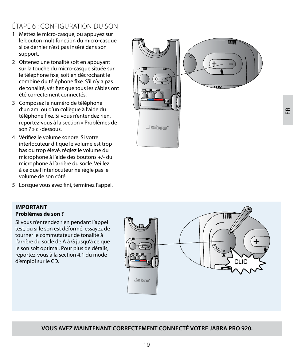 Étape 6 : configuration du son | Jabra PRO 920 Quick Start Guide User Manual | Page 23 / 55