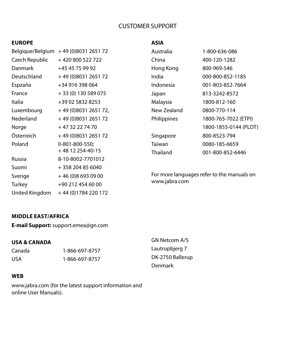 Jabra PRO 920 Quick Start Guide User Manual | Page 3 / 55