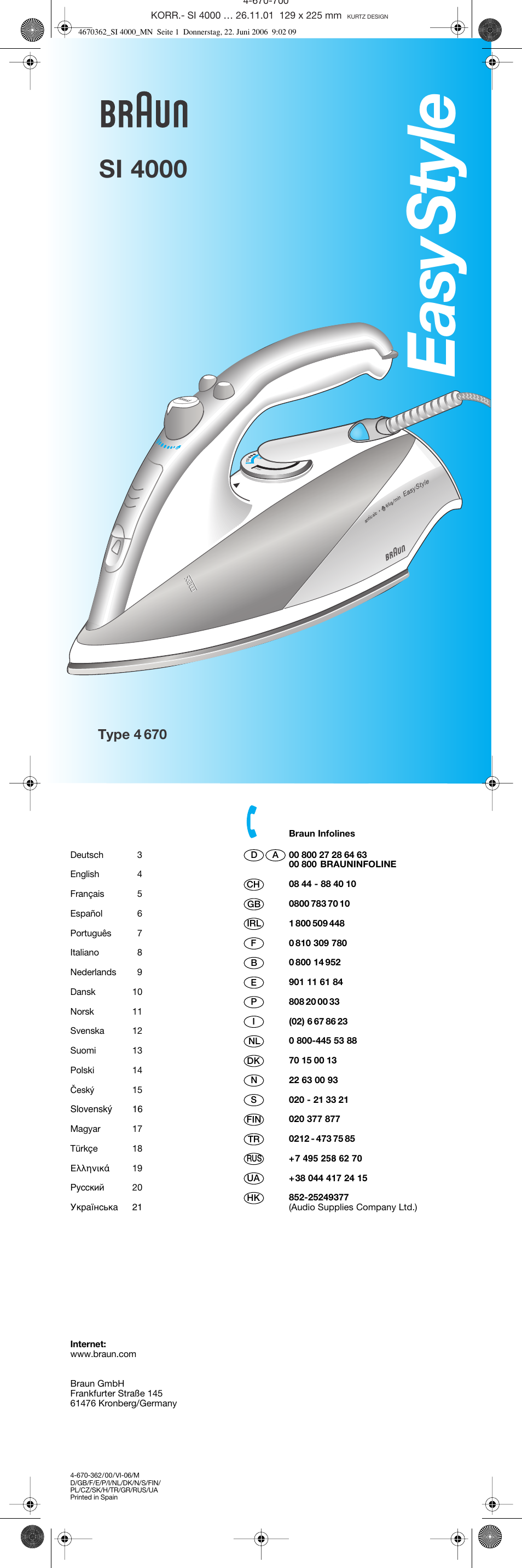 Braun SI 4000 User Manual | 22 pages