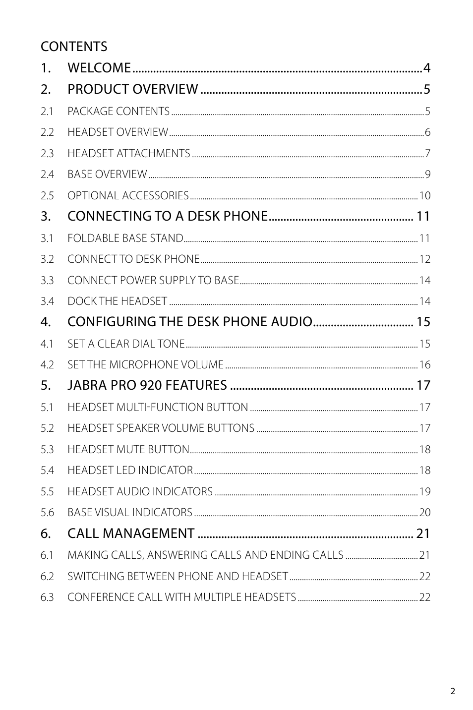 Jabra PRO 920 User Manual User Manual | Page 2 / 33