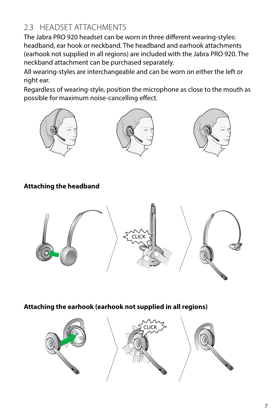 3 headset attachments | Jabra PRO 920 User Manual User Manual | Page 7 / 33