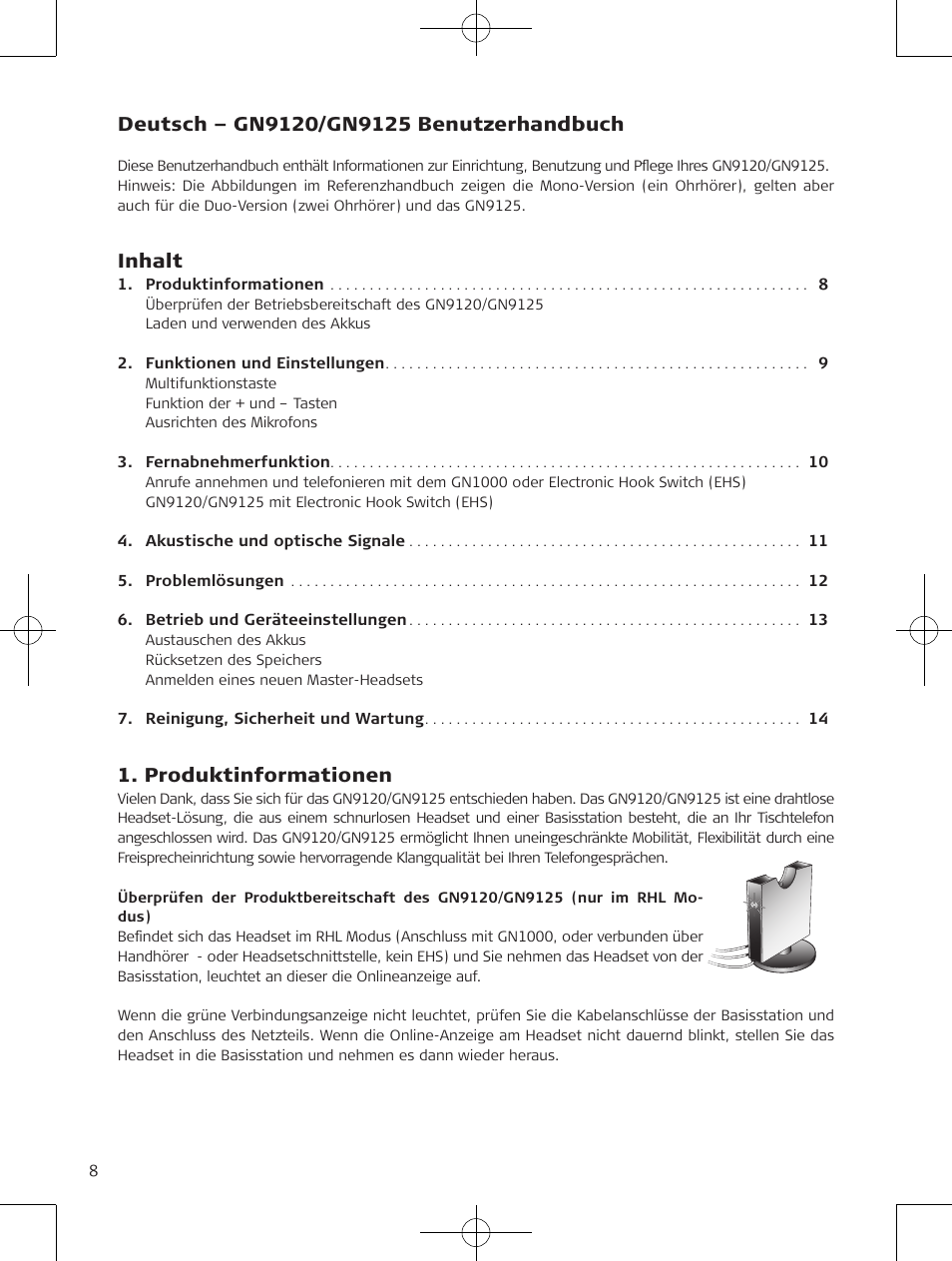 Inhalt, Produktinformationen | Jabra GN9120 User Manual | Page 10 / 75