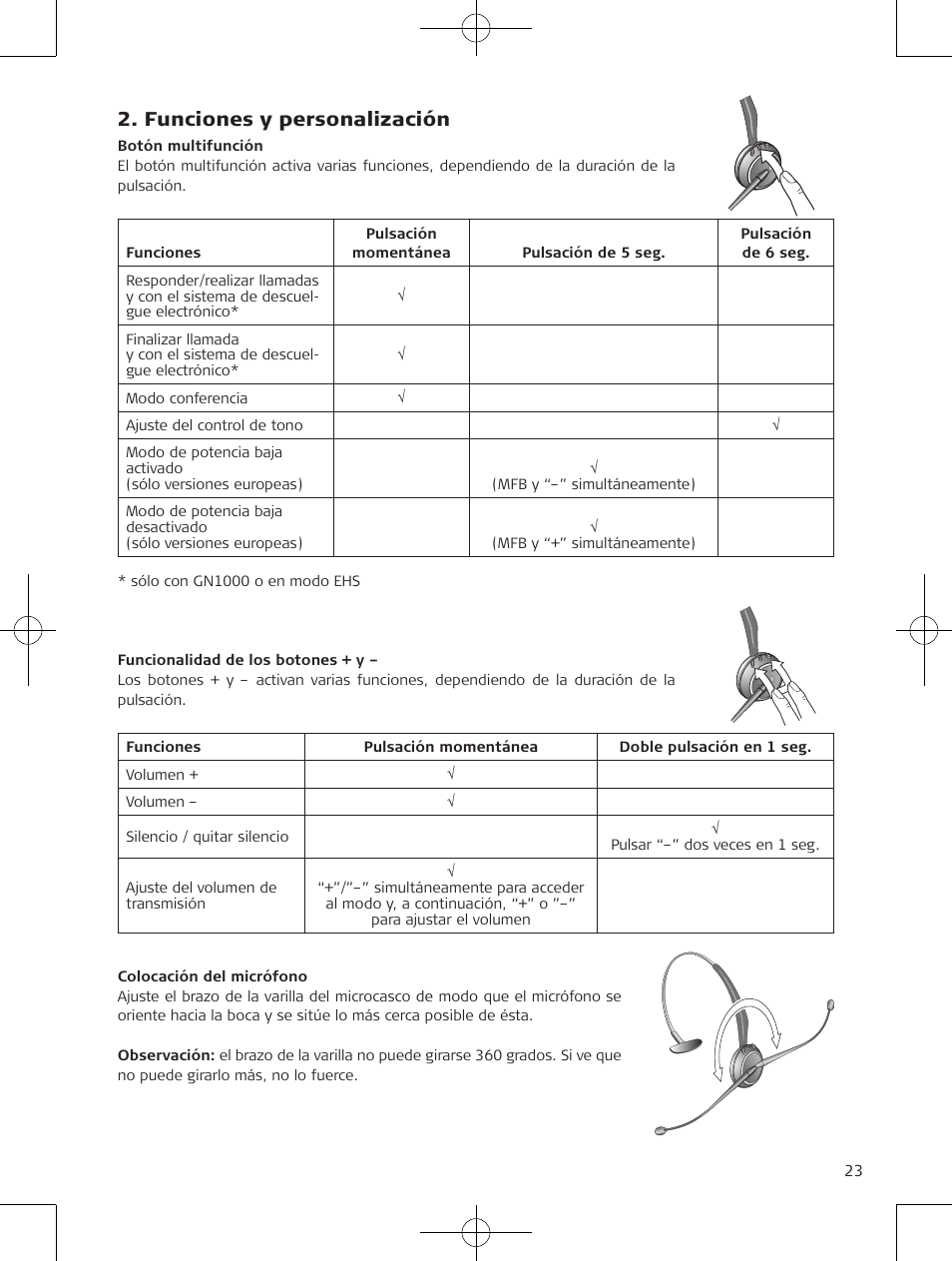 Funciones y personalización | Jabra GN9120 User Manual | Page 25 / 75