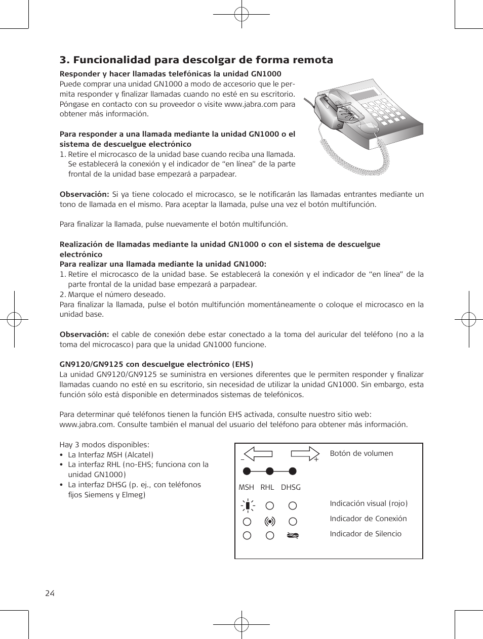 Funcionalidad para descolgar de forma remota | Jabra GN9120 User Manual | Page 26 / 75