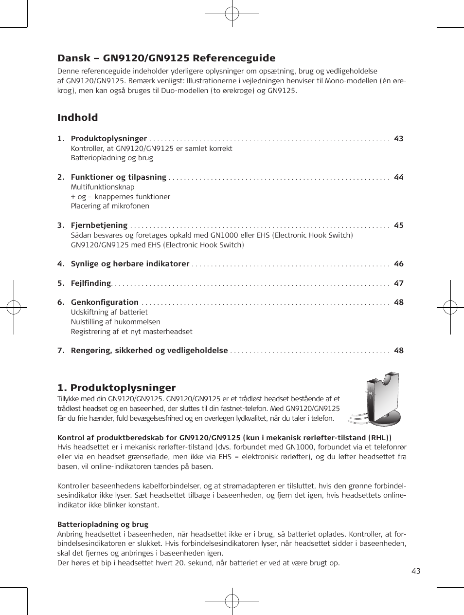 Indhold, Produktoplysninger | Jabra GN9120 User Manual | Page 45 / 75