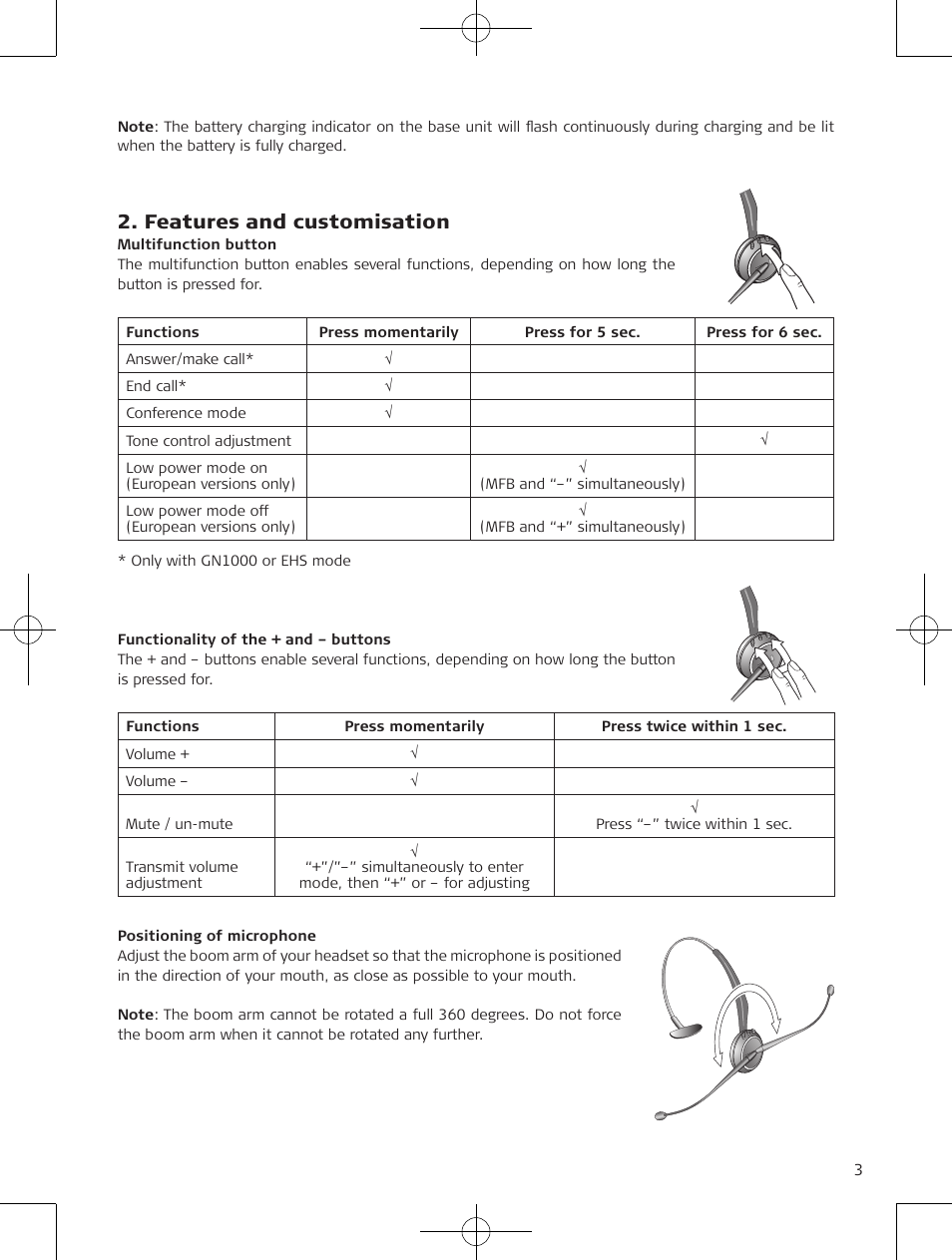 Features and customisation | Jabra GN9120 User Manual | Page 5 / 75