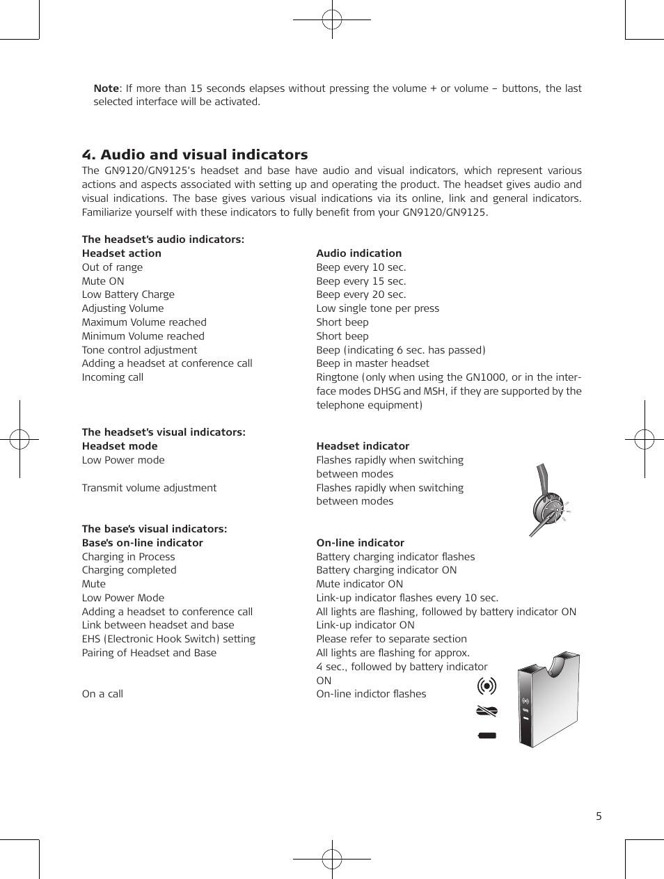 Audio and visual indicators | Jabra GN9120 User Manual | Page 7 / 75