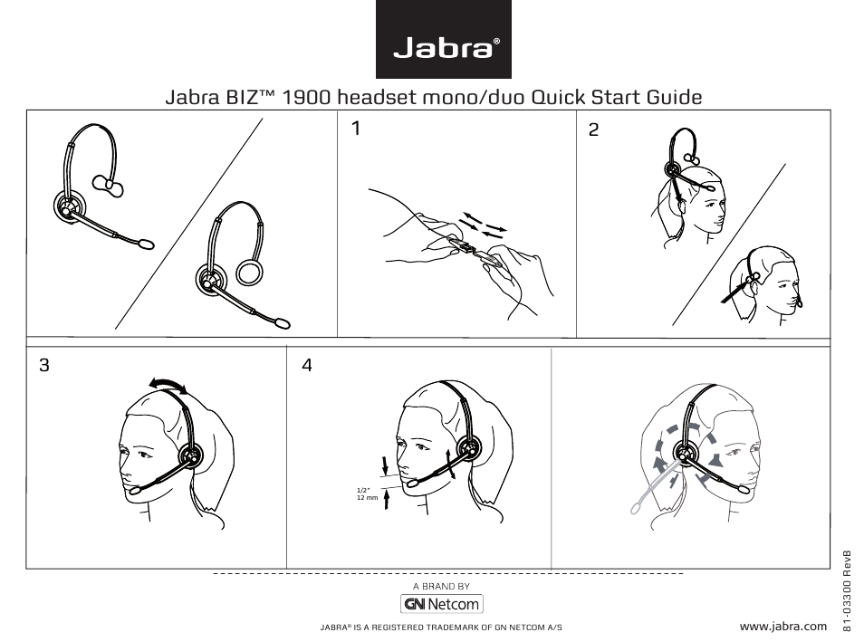 Jabra BIZ 1900 headset mono/duo User Manual | 1 page