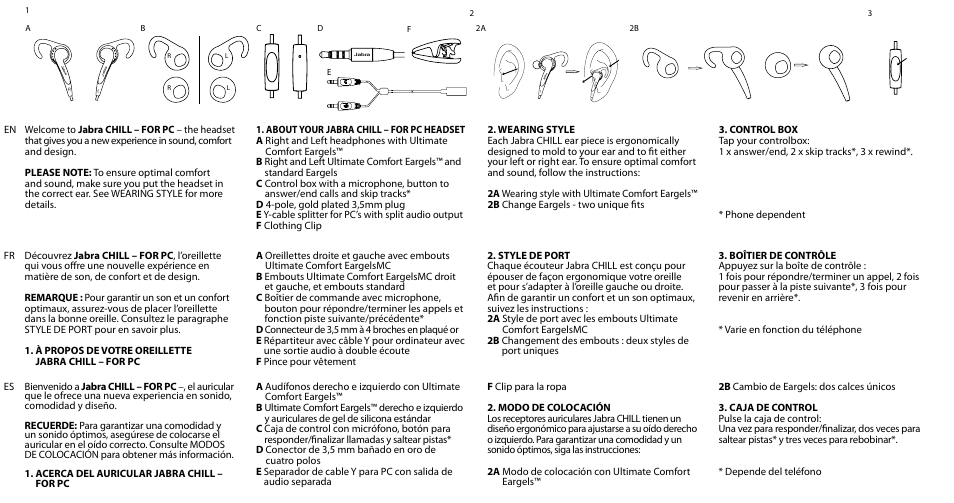 Jabra CHILL – FOR PC User Manual | 2 pages