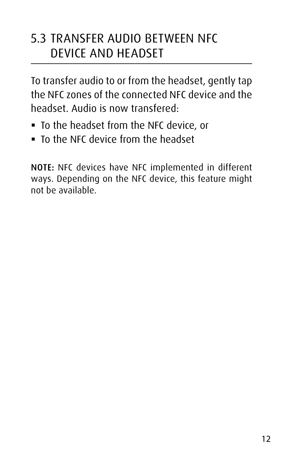 3 transfer audio between nfc device and headset | Jabra MOTION User Manual | Page 12 / 25