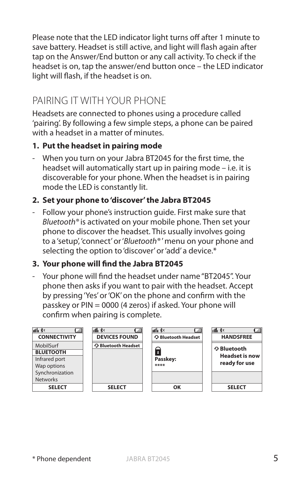 English, Pairing it with your phone | Jabra BT2045 User Manual | Page 6 / 14