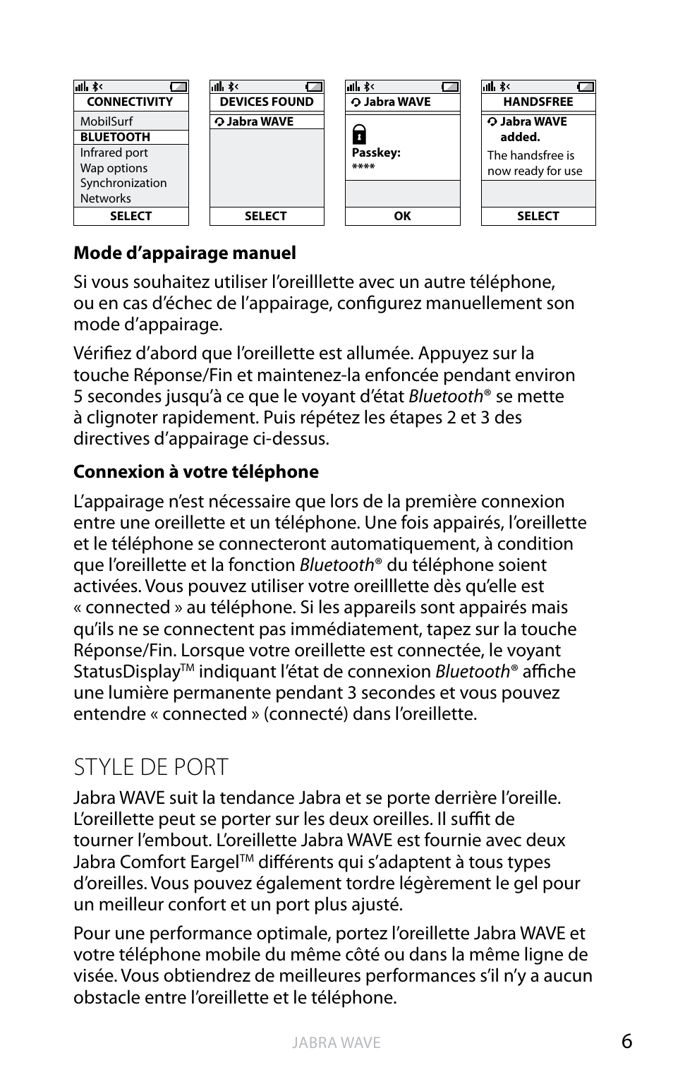 Style de port, An g la is | Jabra WAVE User Manual | Page 19 / 49