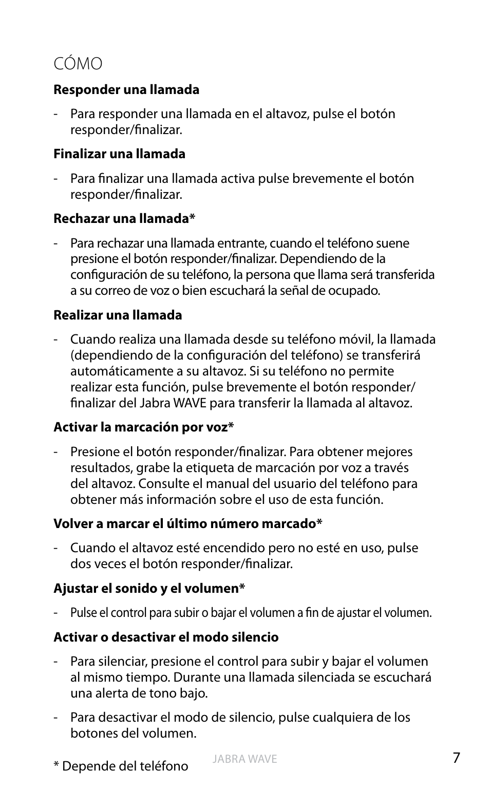 Cómo | Jabra WAVE User Manual | Page 32 / 49