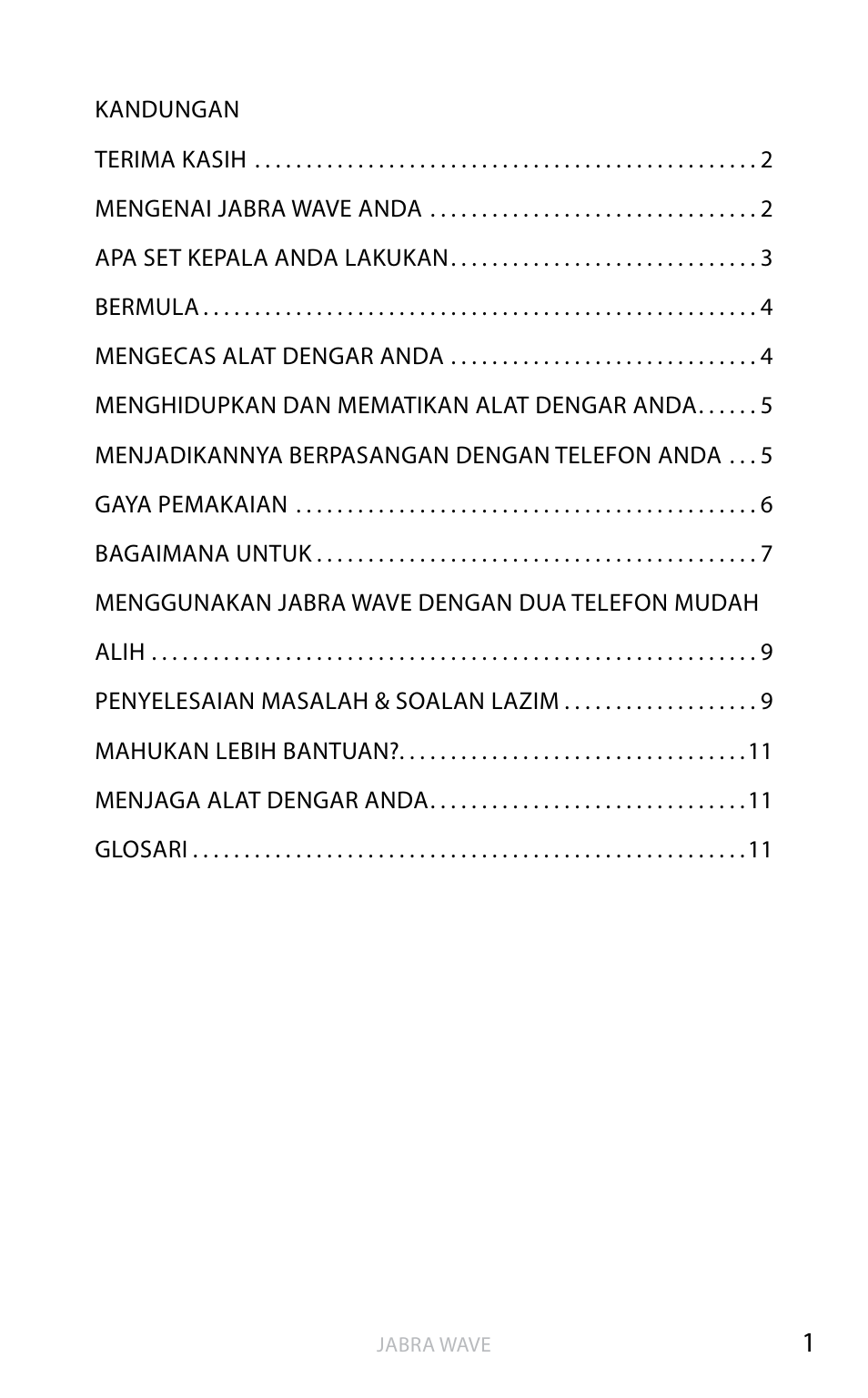 Ba h a sa in g g er is | Jabra WAVE User Manual | Page 62 / 87