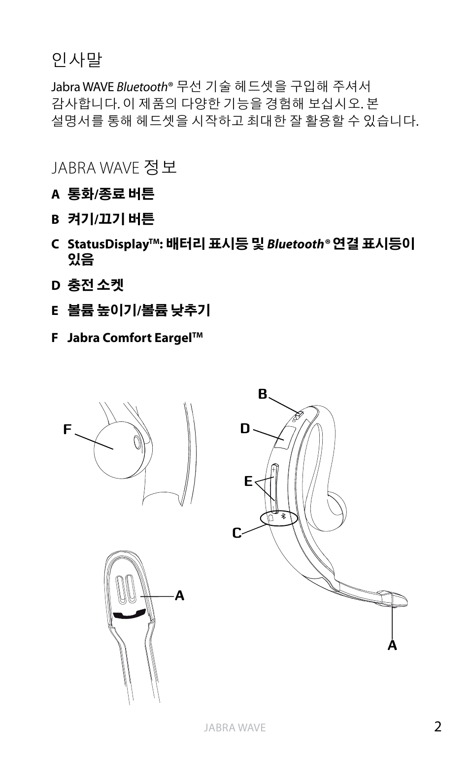 감사합니다, Jabra wave 정보 | Jabra WAVE User Manual | Page 75 / 87