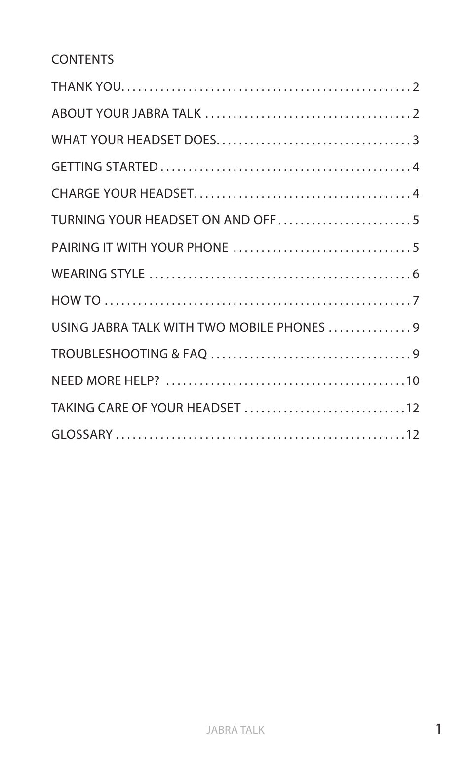 English | Jabra TALK User Manual | Page 2 / 14