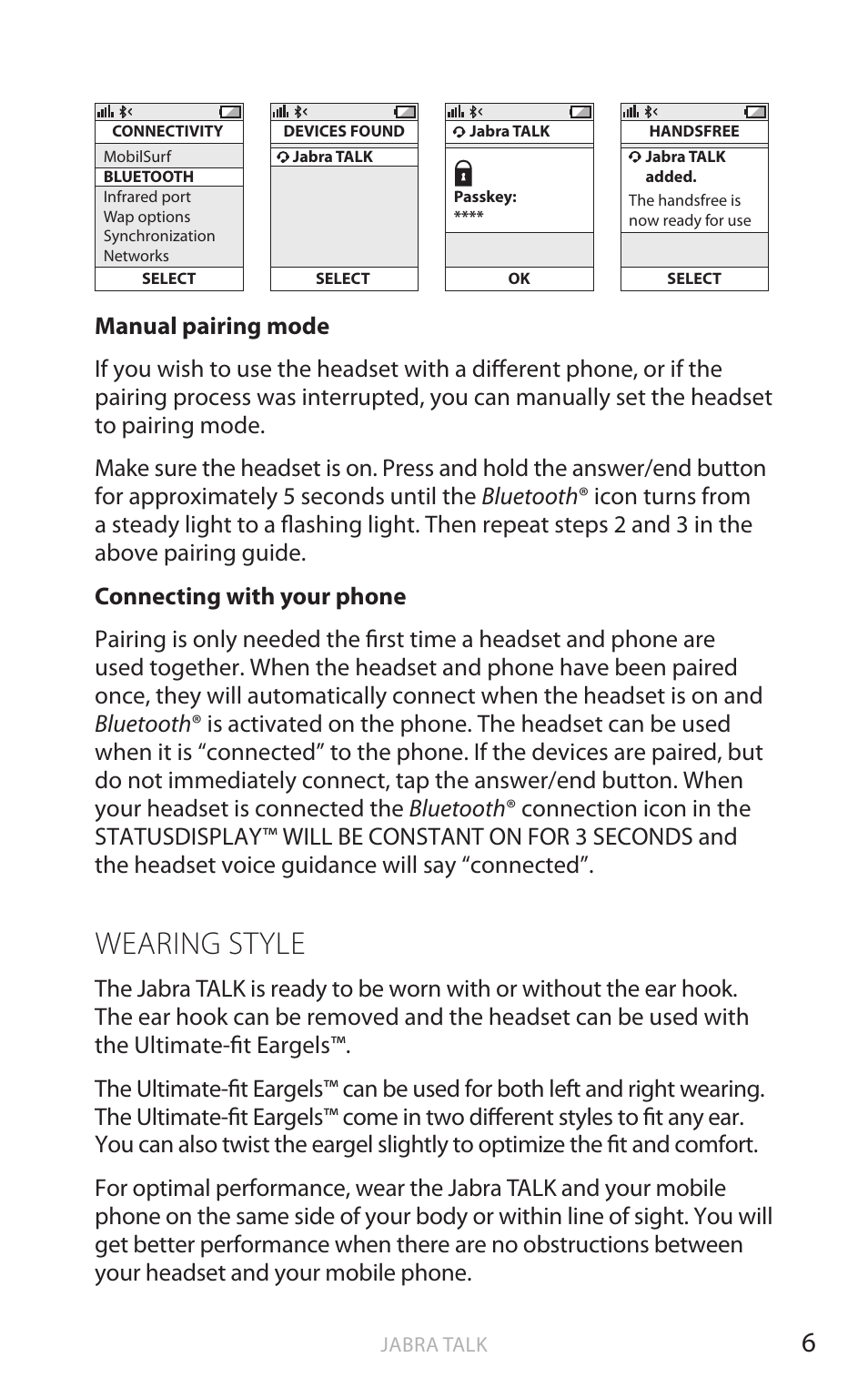 English, Wearing style | Jabra TALK User Manual | Page 7 / 14