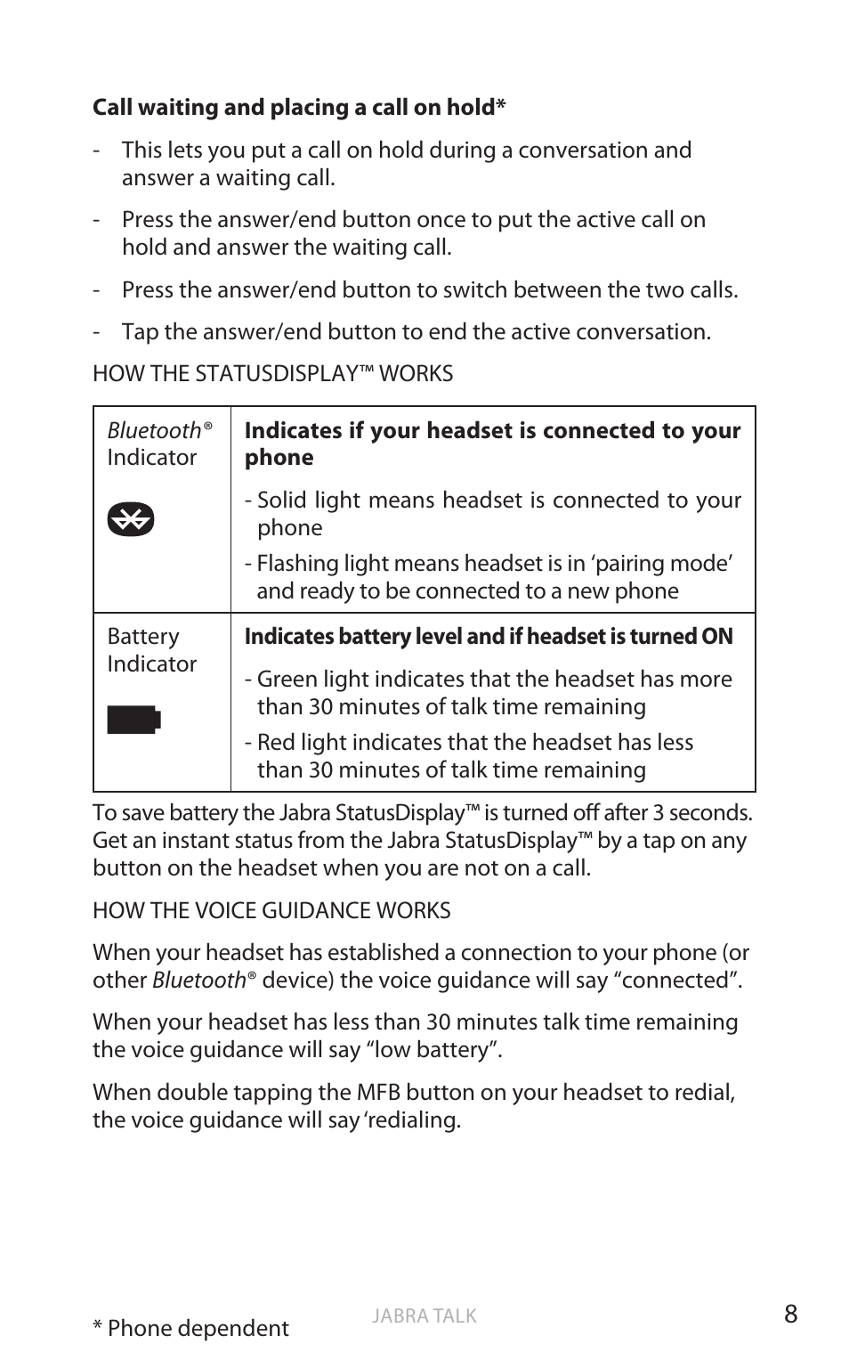 English | Jabra TALK User Manual | Page 9 / 14