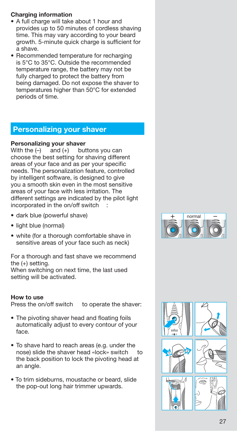 99731356_750cc-5_japan 27.pdf, Personalizing your shaver | Braun 750CC-5 User Manual | Page 27 / 31