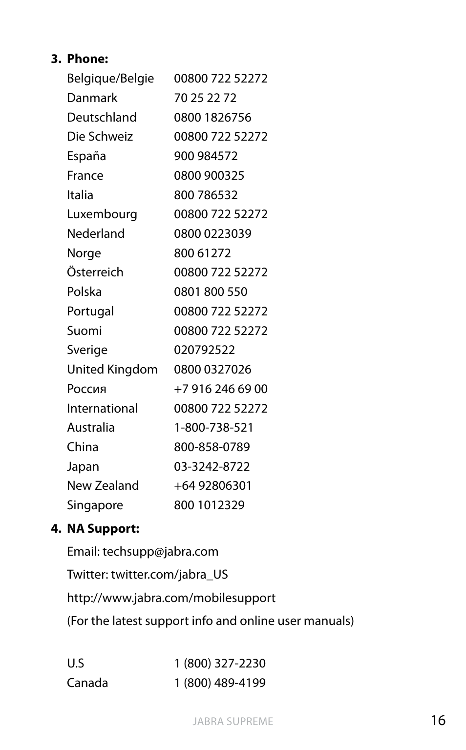 English | Jabra SUPREME User Manual | Page 17 / 19