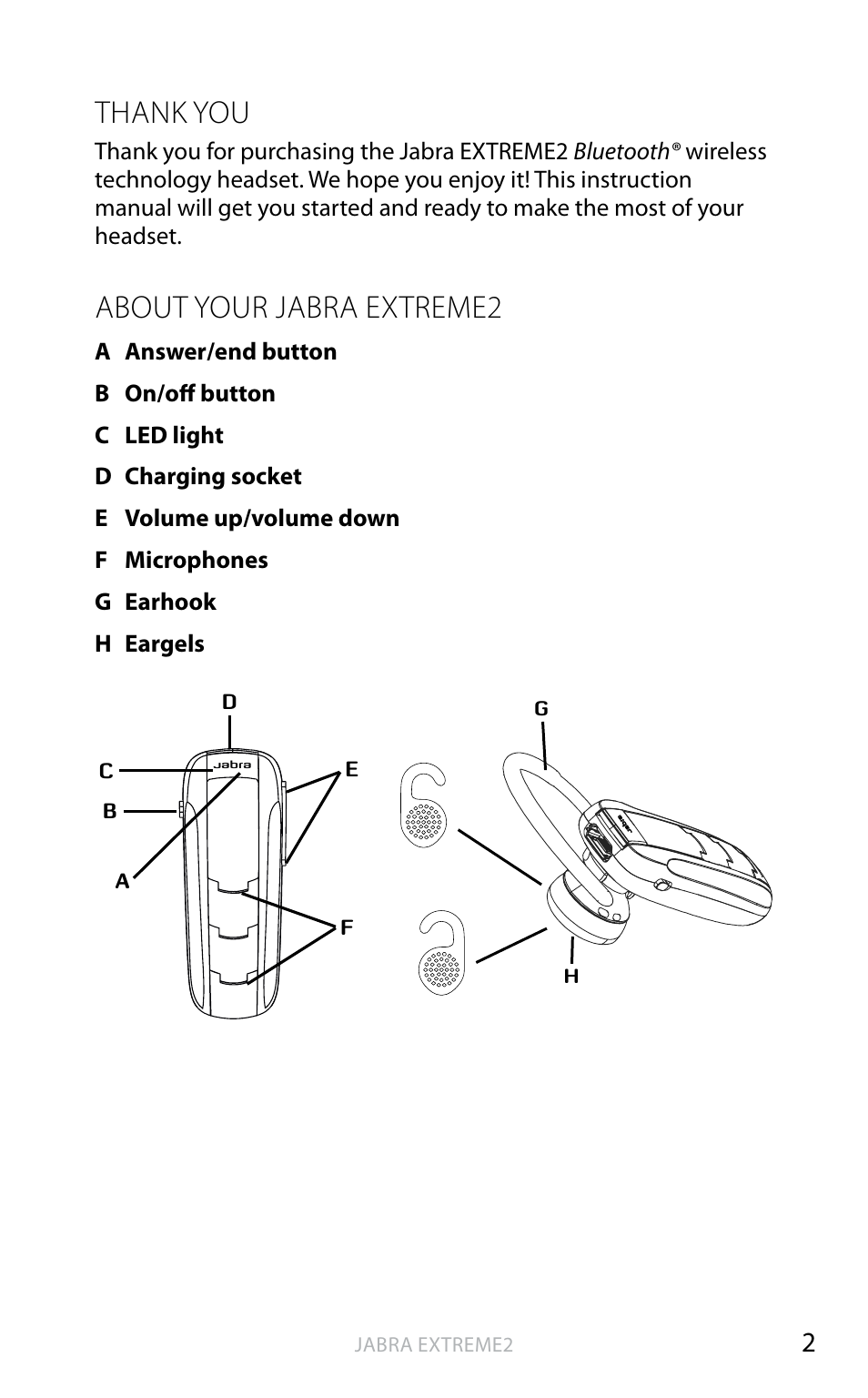 Thank you, About your jabra extreme2, English | Jabra EXTREME2 User Manual | Page 3 / 17