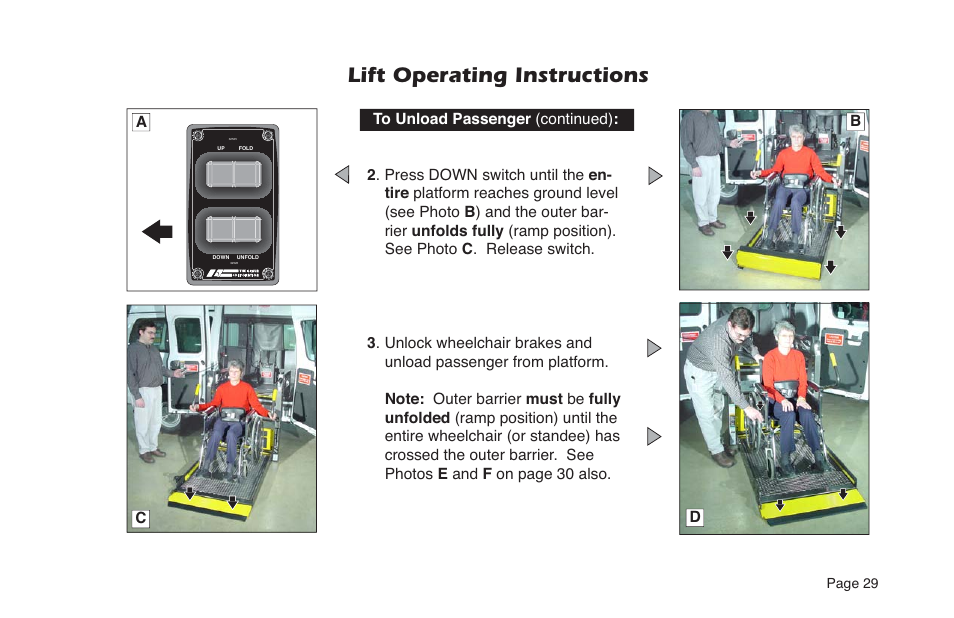 Lift operating instructions | Braun NL Series User Manual | Page 31 / 53