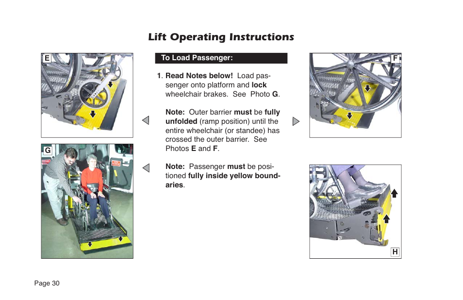 Lift operating instructions | Braun NL Series User Manual | Page 32 / 53
