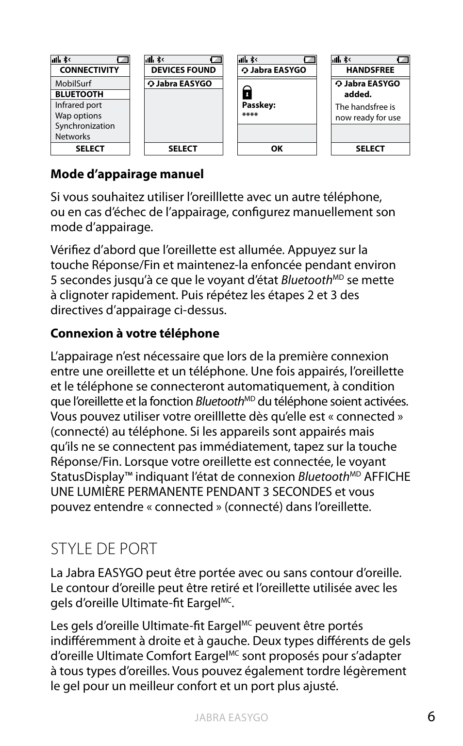 Style de port, An g la is | Jabra EASYGO User Manual | Page 19 / 48