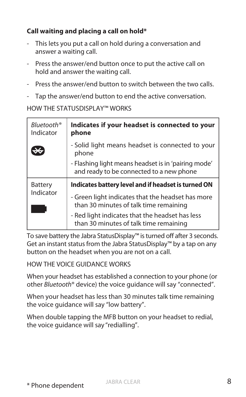 English | Jabra CLEAR User Manual | Page 9 / 14