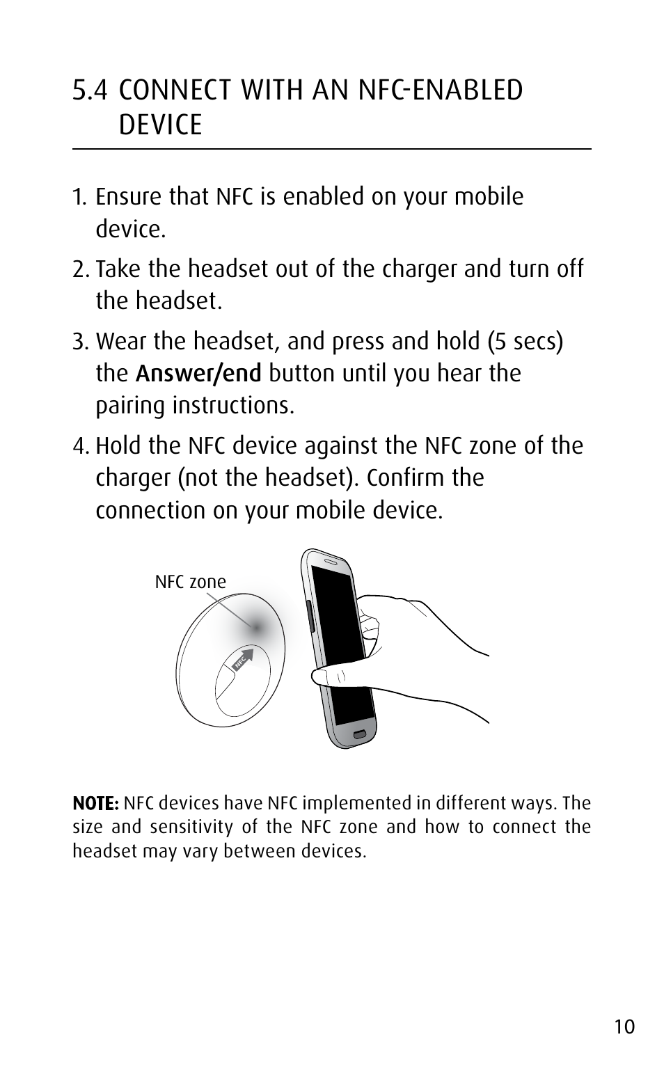 4 connect with an nfc-enabled device | Jabra STONE3 User Manual | Page 10 / 18