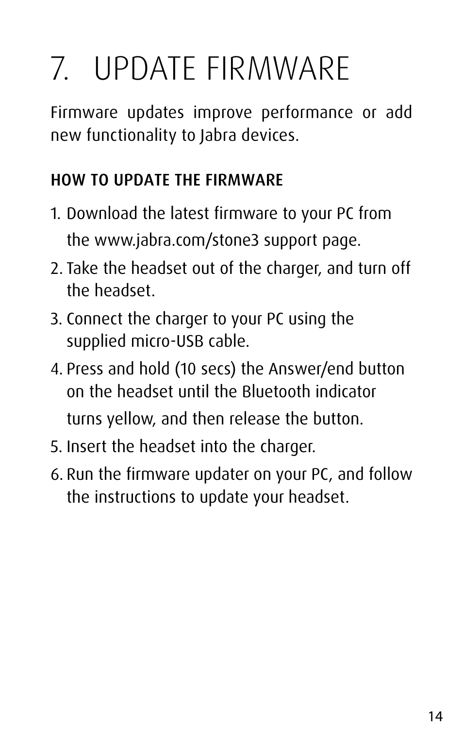 Update firmware | Jabra STONE3 User Manual | Page 14 / 18