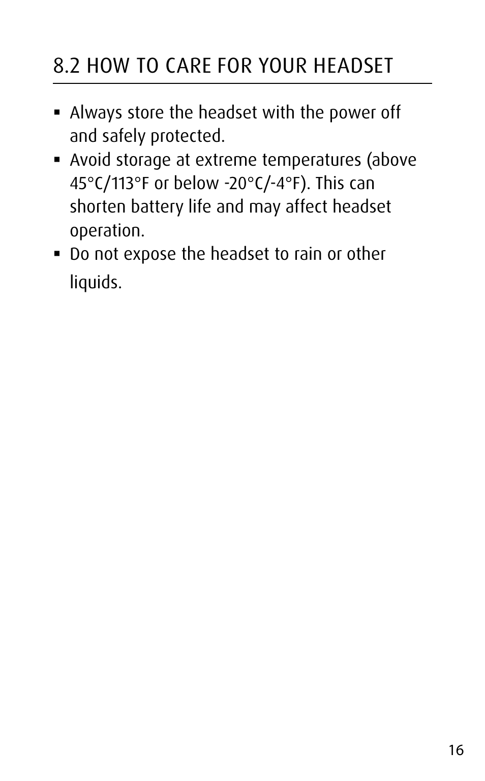 2 how to care for your headset | Jabra STONE3 User Manual | Page 16 / 18