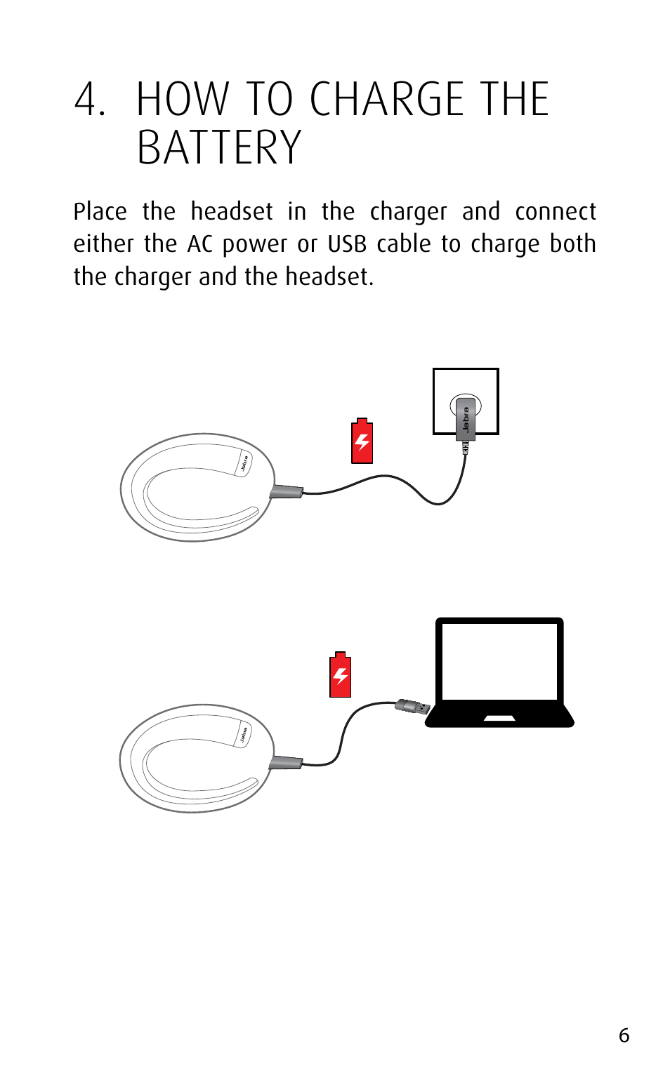How to charge the battery | Jabra STONE3 User Manual | Page 6 / 18