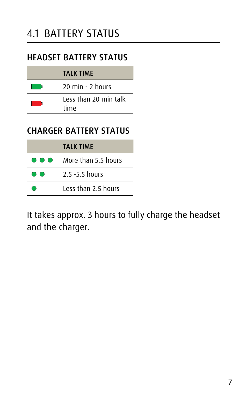 1 battery status | Jabra STONE3 User Manual | Page 7 / 18