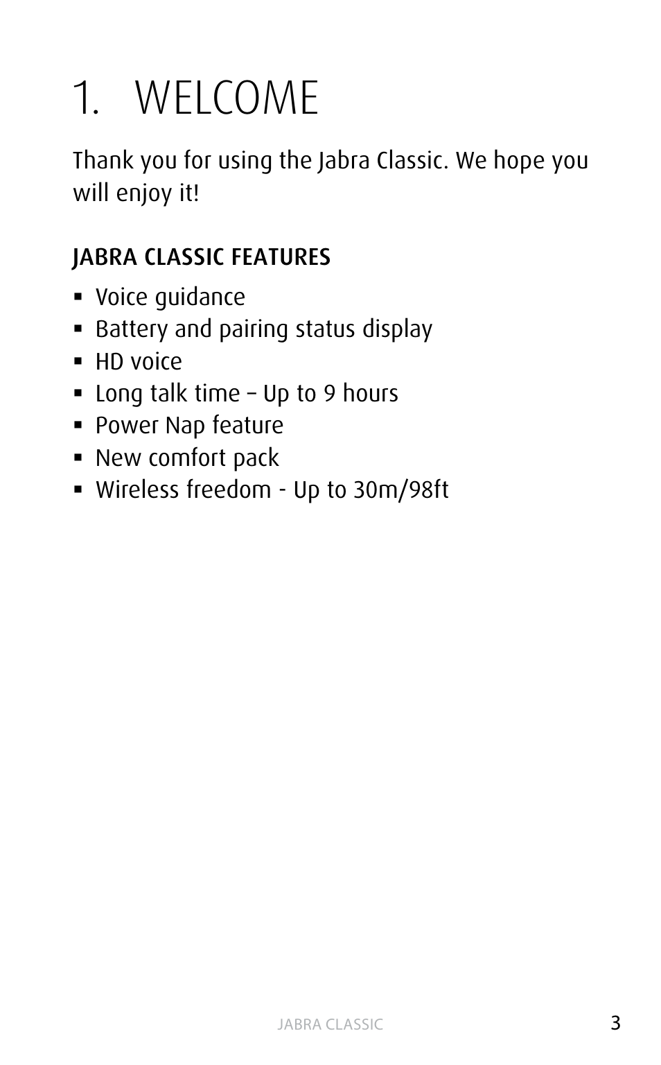 Welcome | Jabra Сlassic User Manual | Page 3 / 17