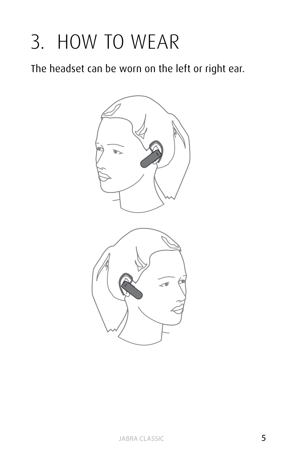 How to wear | Jabra Сlassic User Manual | Page 5 / 17